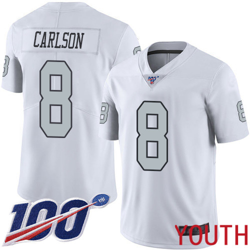 Oakland Raiders Limited White Youth Daniel Carlson Jersey NFL Football 8 100th Season Rush Vapor Jersey